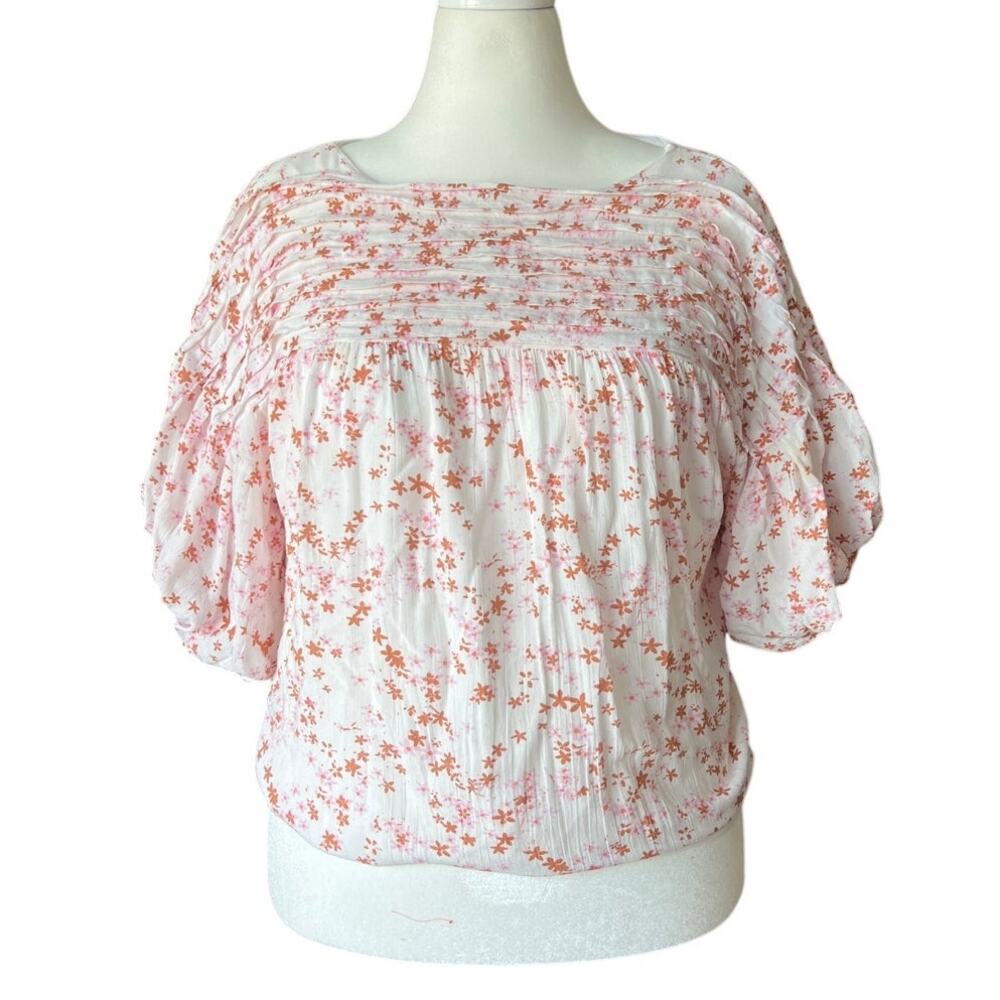 Free People Dessa Floral Boho Bodysuit Womens Size L Flounce *READ* Hippie Indie